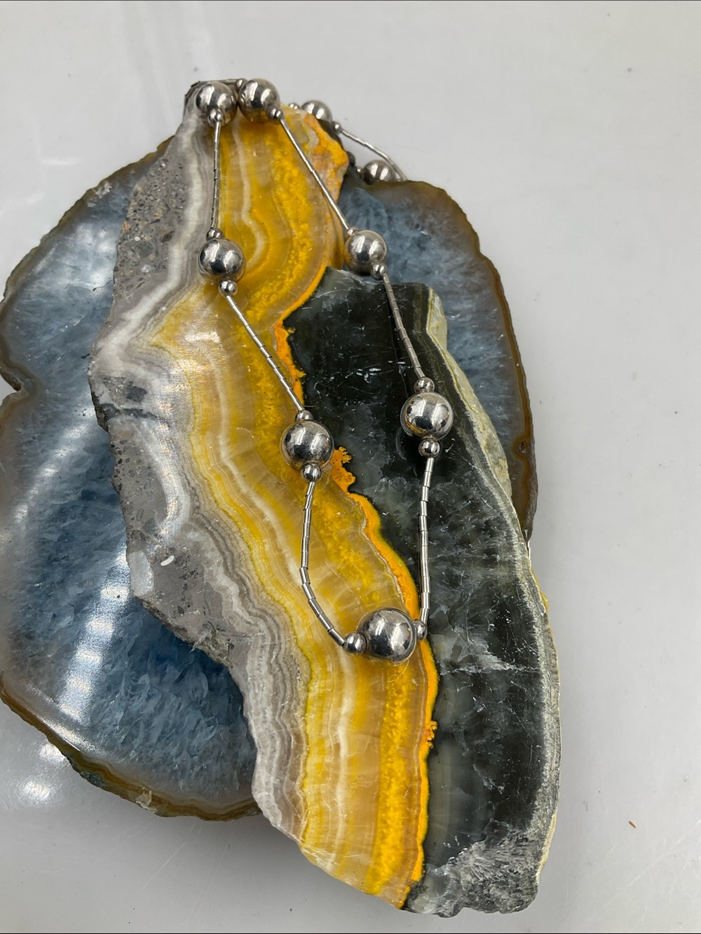 22” Sterling Silver (Signed 925) Sterling Silver Classic Bead Station Necklace - Picture 7 of 9